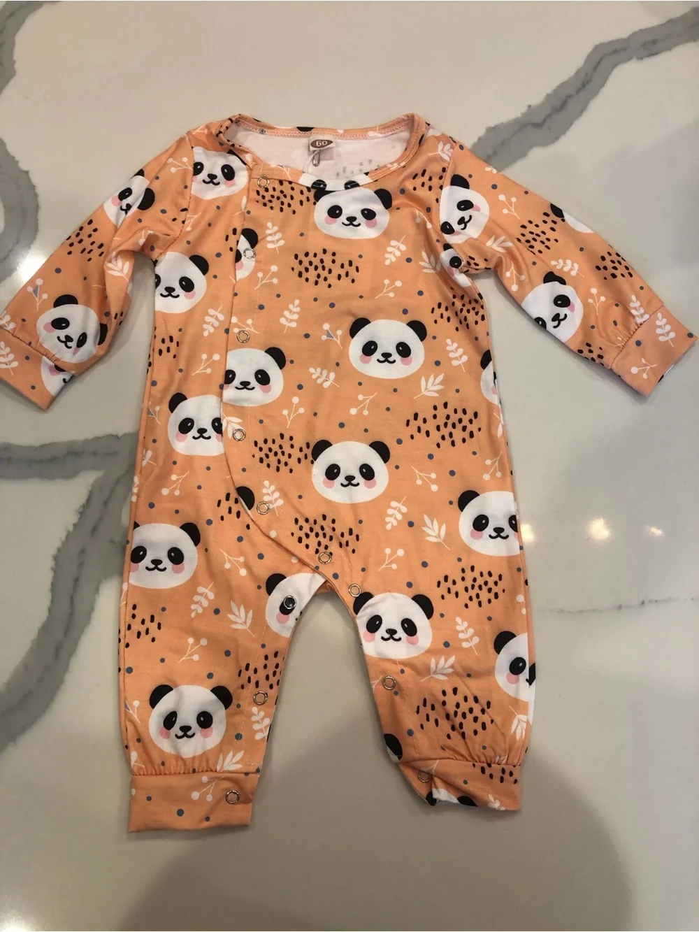 Baby Peach Panda Footed One-Piece Romper